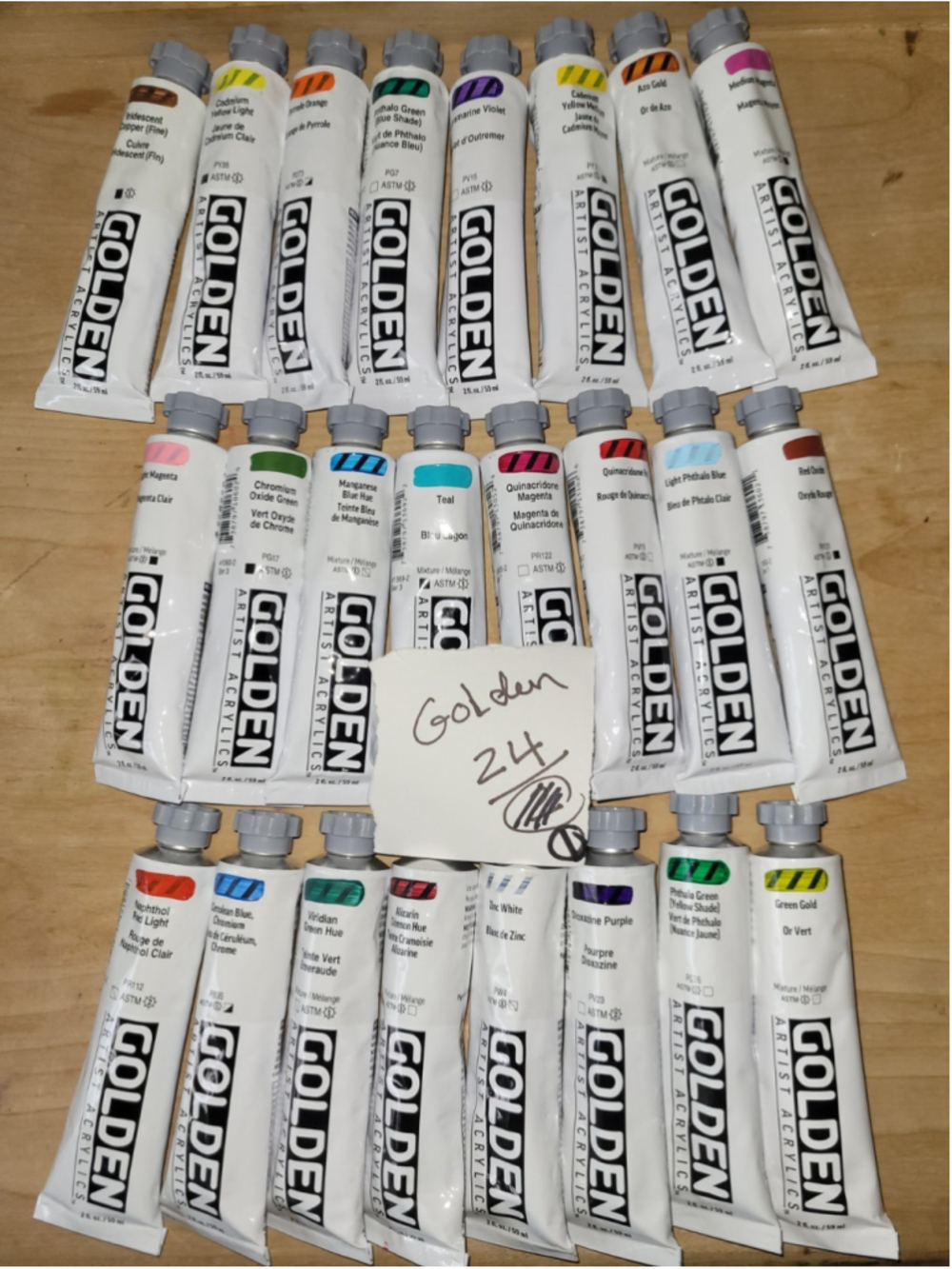 24 GOLDEN Professional Heavy Body acrylics Paint 2fl Oz/ 59ml New